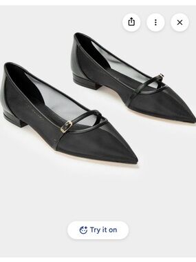 NWT Tamara Mellon Black Mesh Pointed Toe Flats